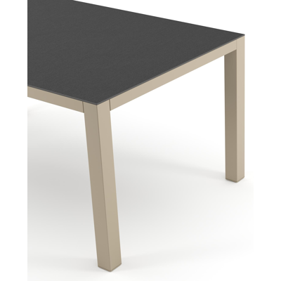 Como tuintafel rechthoekig in beige aluminium en volkeramiek Nero Black - L 160 x B 100 x H 73 cm