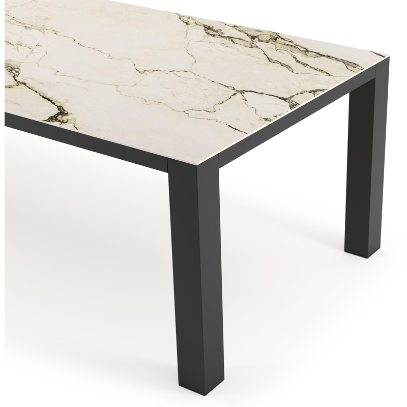 Nano tuintafel rechthoekig in zwart aluminium en volkeramiek colorado dunes - L 280 x B 110 x H 75 cm