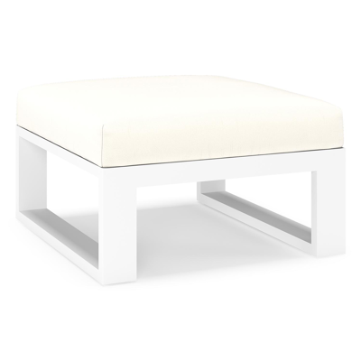 Verato poef in wit aluminium met natte white all weather sunbrella® luxe kussen