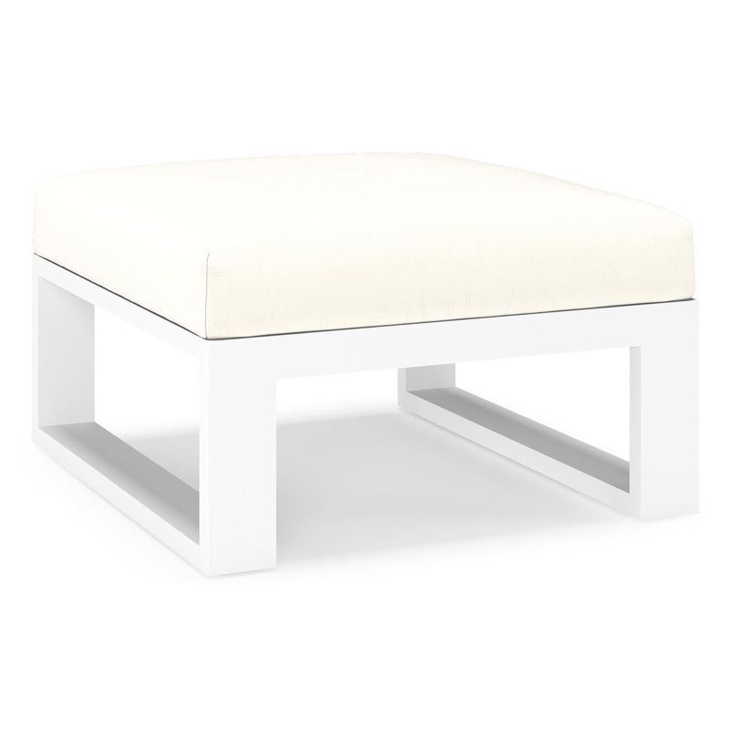 Verato poef in wit aluminium met natte white all weather sunbrella® luxe kussen