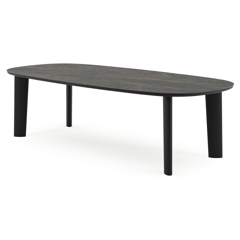 Amico tuintafel bombo in zwart aluminium en volkeramiek Black Obsession - L 270 x B 125 x H 73.5 cm