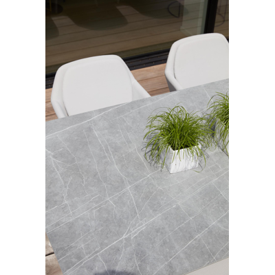 Altera tuinstoel wit-grijs - aluminium en textilene