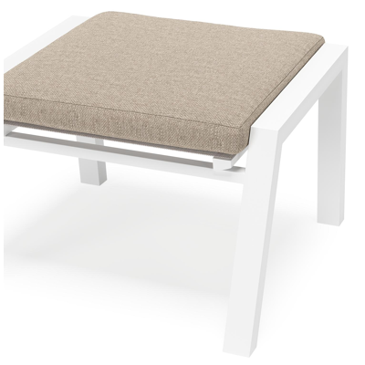 Prato poef in wit aluminium met rustic weather+ softtouch kussen
