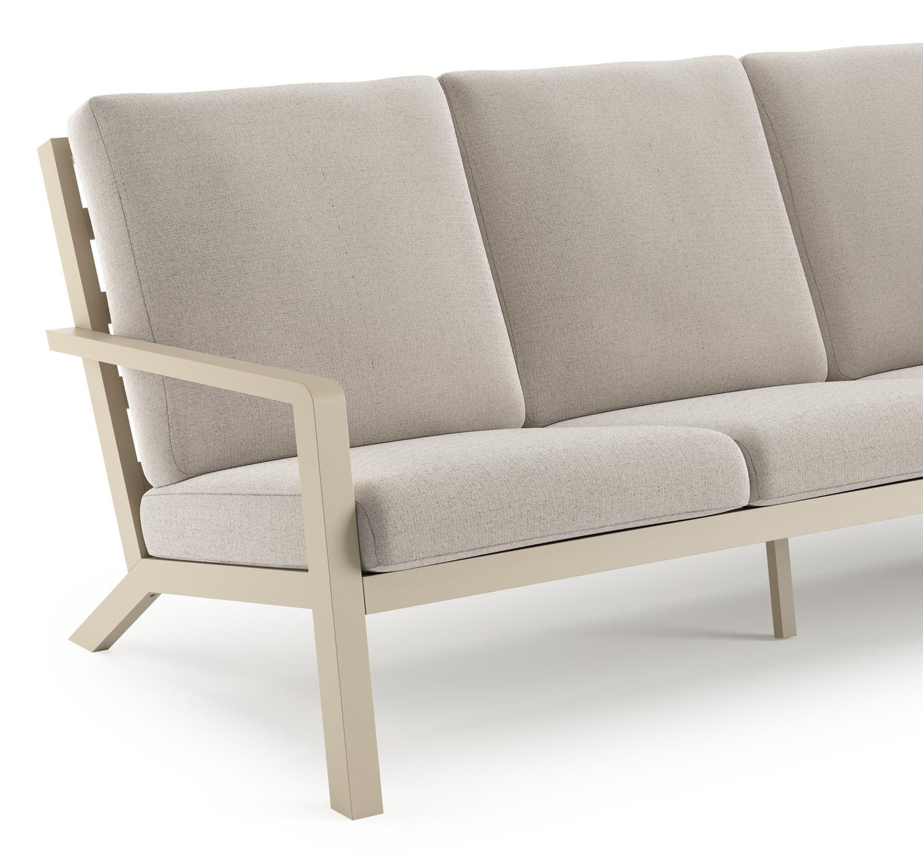 Nelas loungeset in beige aluminium met beige weather+ softtouch kussens en loungetafel