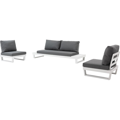 Modica loungeset in wit aluminium met grijs textilene kussens