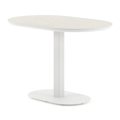 Table de jardin Teramo bombo en aluminium blanc et céramique pleine Shilin - Lg. 110 x Lrg. 70 x Haut. 73.7 cm