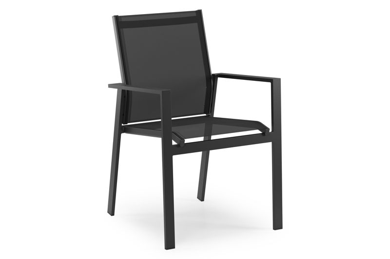 Bahia tuinset rechthoekig in zwart aluminium met 6 Bahia tuinstoelen