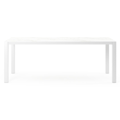 Como tuintafel in wit aluminium en volkeramiek calacatta - L 200 x B 100 x H 75 cm