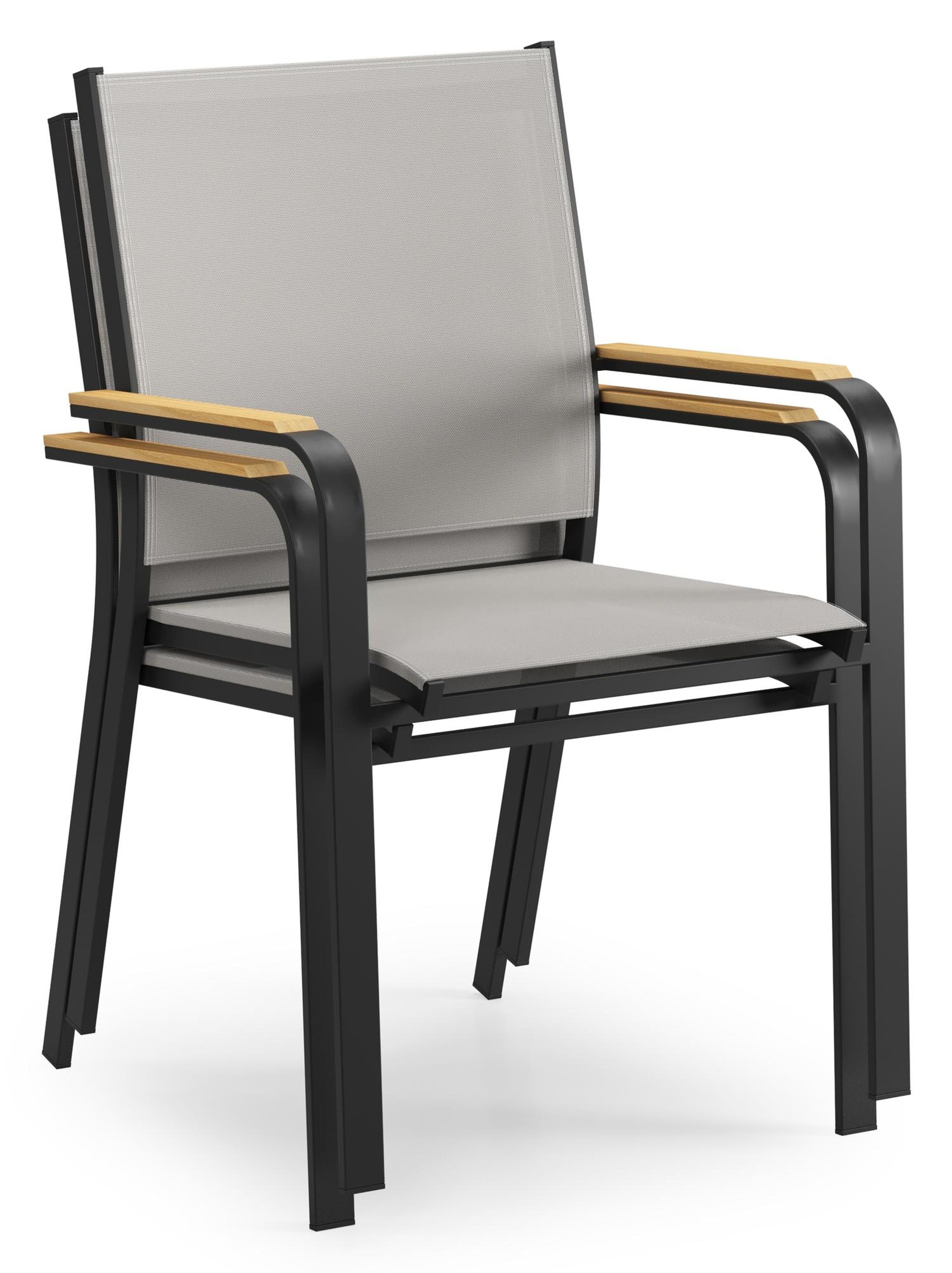 Feltro tuinset in zwart aluminium en teak Natural Finish met 2 Amalfi tuinstoelen