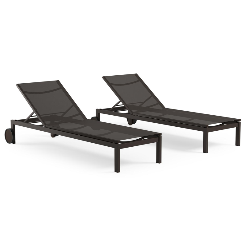 Set van 2 verstelbare Caravelle ligbedden in donkerbruin aluminium
