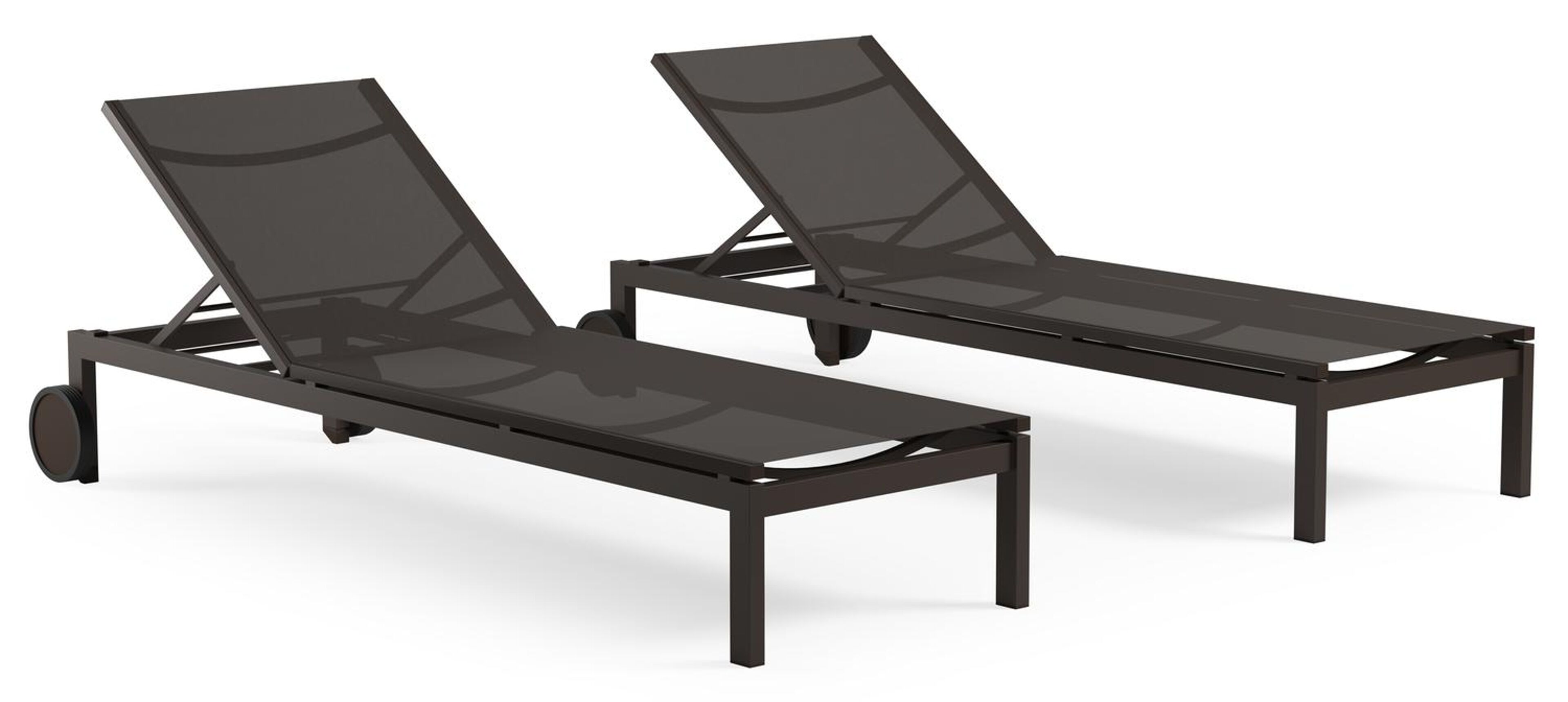 Set van 2 verstelbare Caravelle ligbedden in donkerbruin aluminium