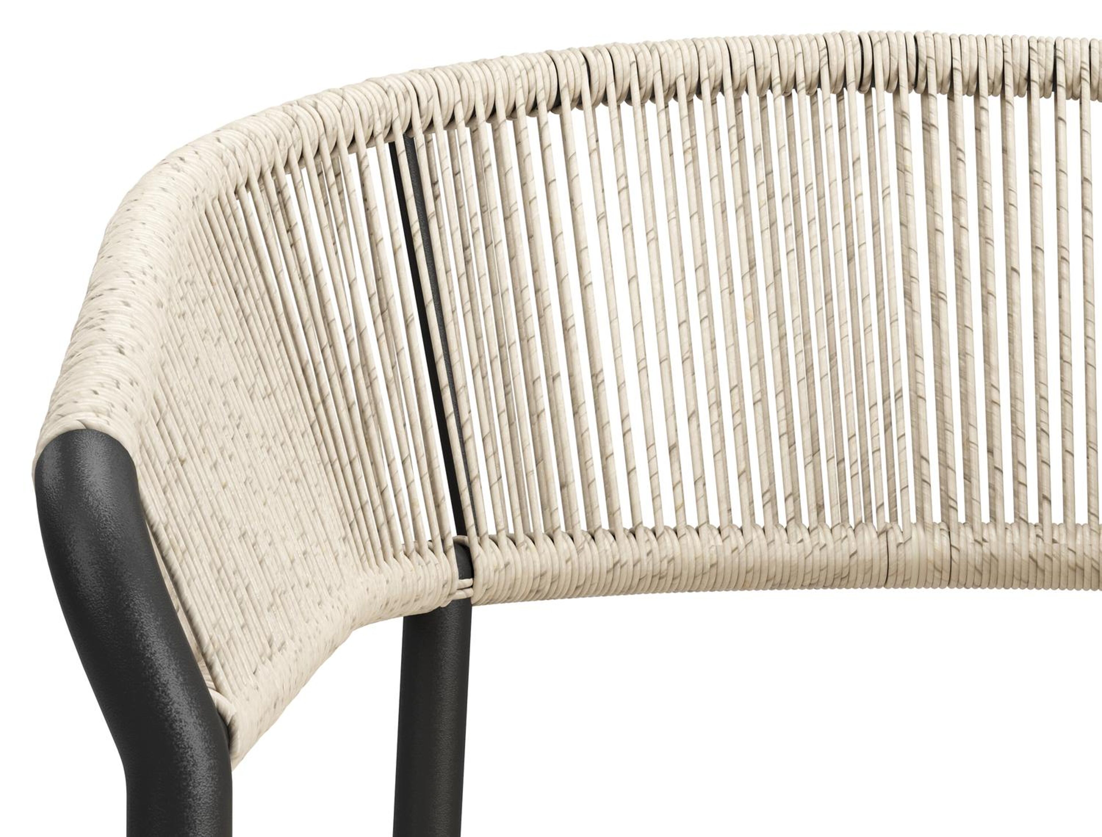 Feltro tuinset in zwart aluminium en sintered stone Crema minerale met 2 Zamora tuinstoelen