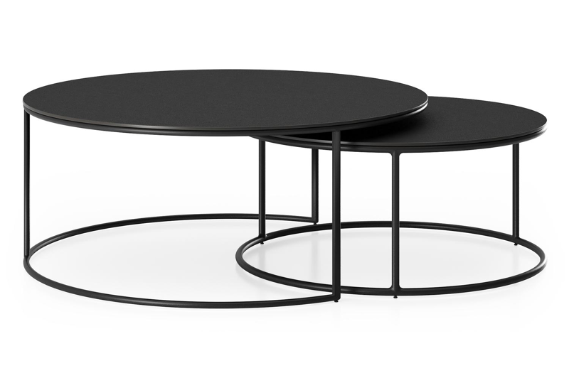 Tables basse Fano en aluminium noir et céramique pleine nero black - Dia. 85/65 X H 35/30 cm