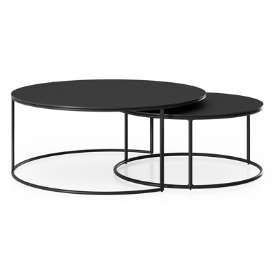 Tables basse Fano en aluminium noir et céramique pleine nero black - Dia. 85/65 X H 35/30 cm
