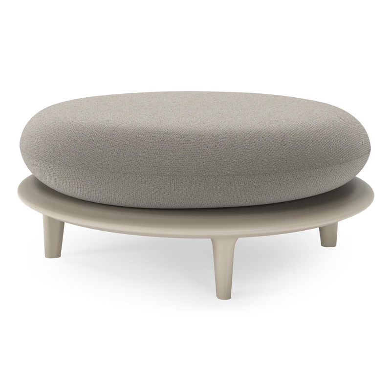 Bomero poef in beige aluminium met lopi silver all weather sunbrella® luxe kussen