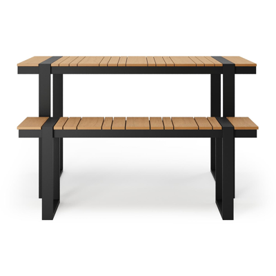 Merida loungetafel en bank in zwart aluminium en polywood - L 123 x B 70 x H 69.5 cm