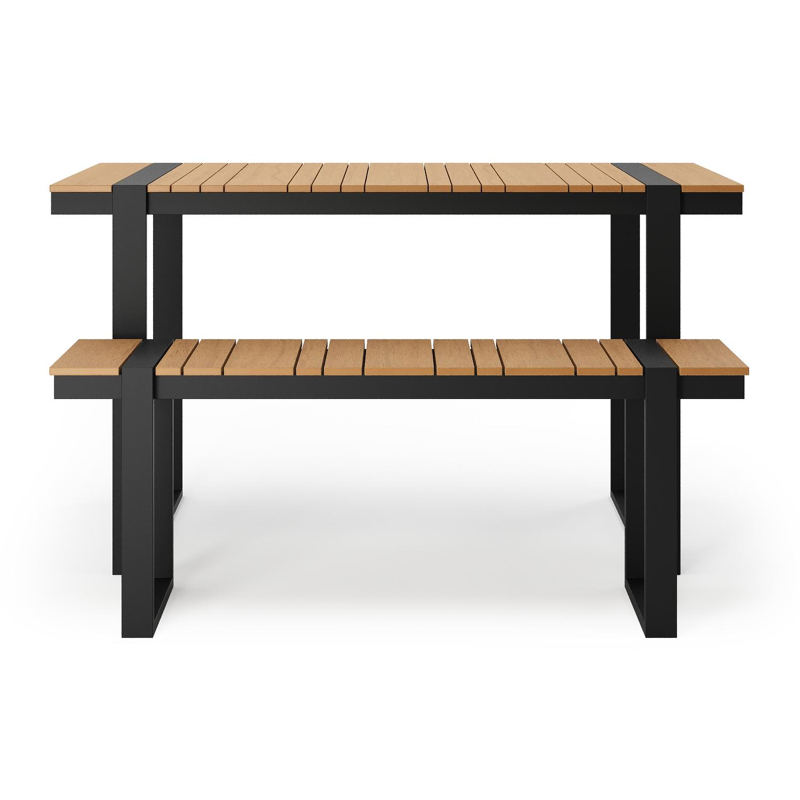 Merida loungetafel en bank in zwart aluminium en polywood - L 123 x B 70 x H 69.5 cm