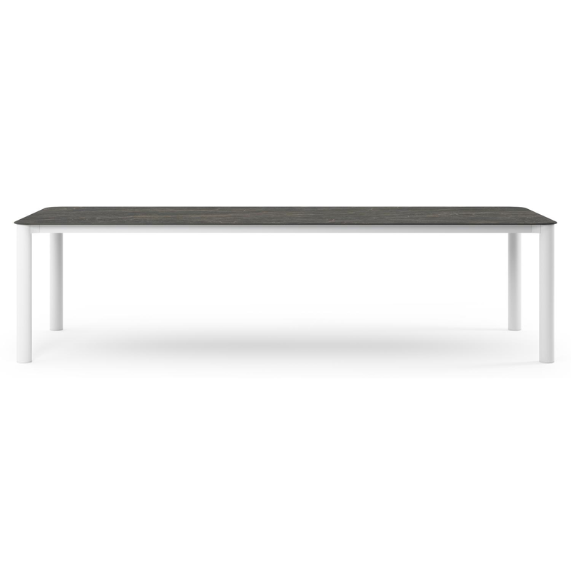 Orso tuintafel rechthoekig afgerond in wit aluminium en volkeramiek Black Obsession - L 290 x B 110 x H 73.5 cm