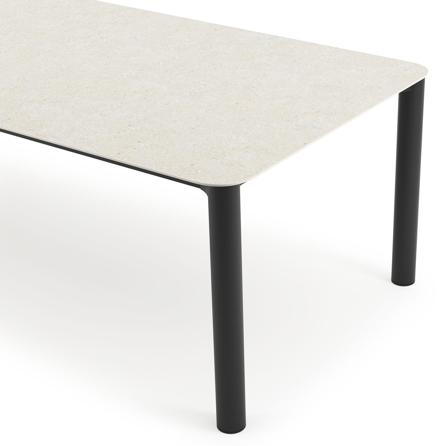 Orso tuintafel rechthoekig afgerond in zwart aluminium en volkeramiek shilin - L 290 x B 110 x H 74.5 cm