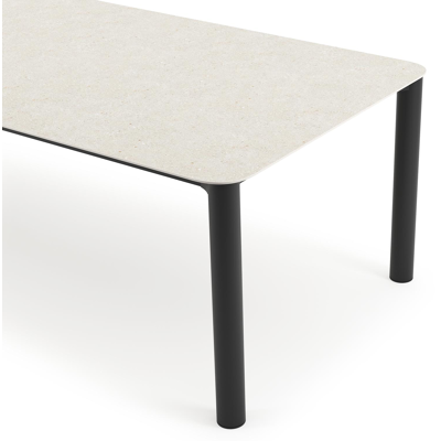 Orso tuintafel rechthoekig afgerond in zwart aluminium en volkeramiek shilin - L 290 x B 110 x H 74.5 cm