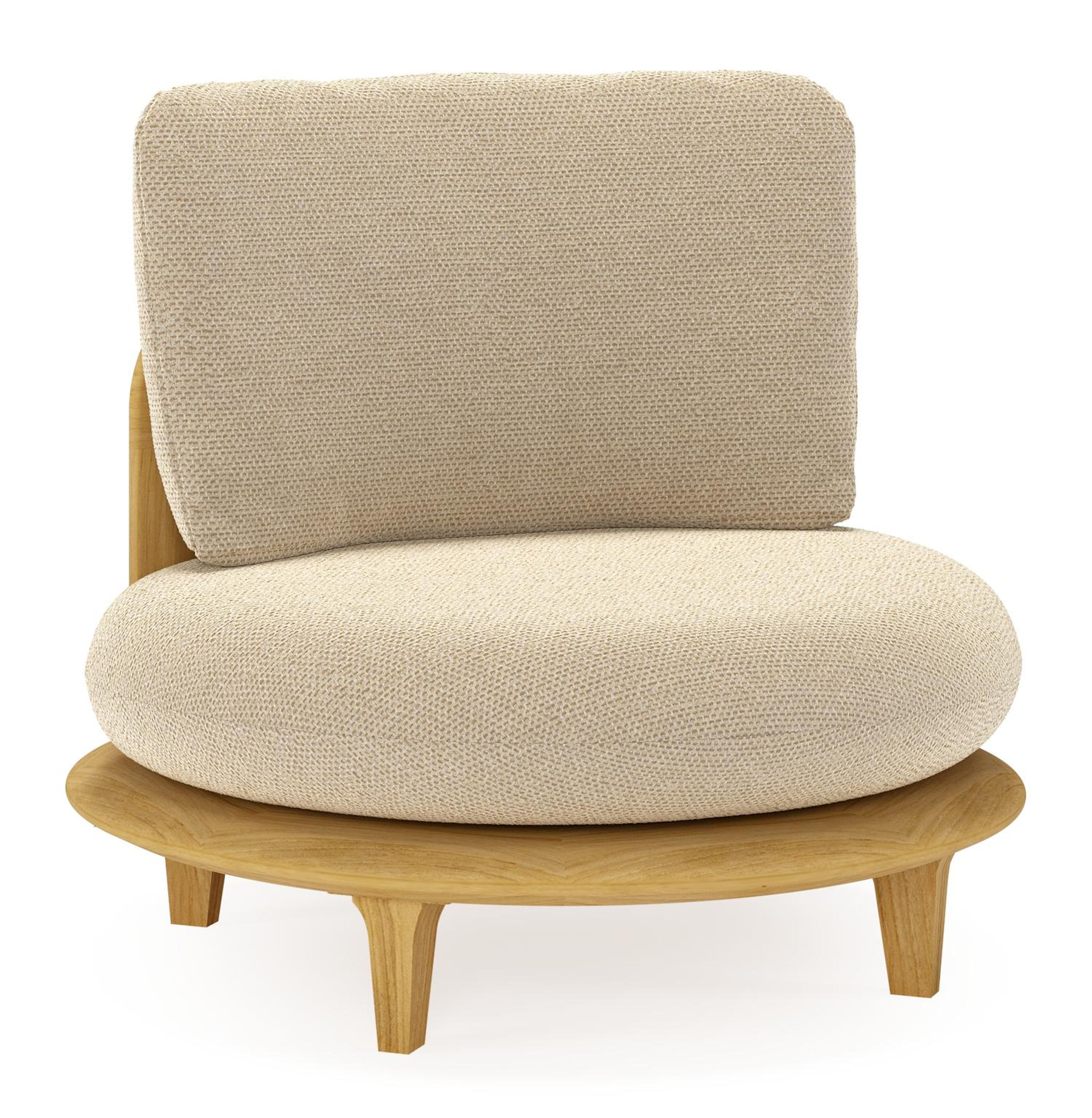 Bomero loungestoel in teak met althea camel all weather cosytica kussen