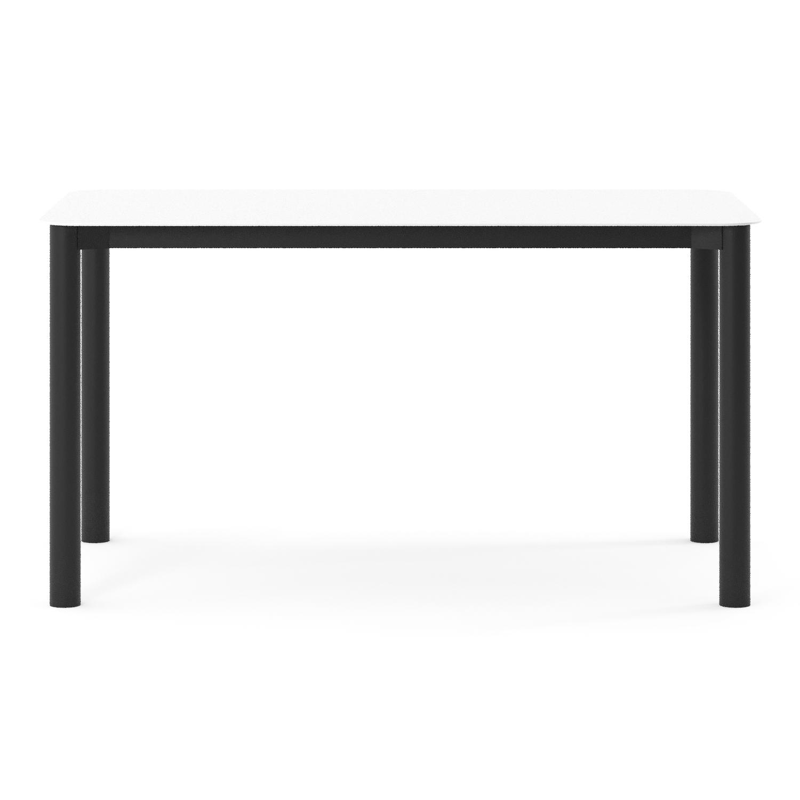 Orso tuintafel rechthoekig afgerond in zwart aluminium en volkeramiek Arctic White - L 140 x B 80 x H 74.5 cm