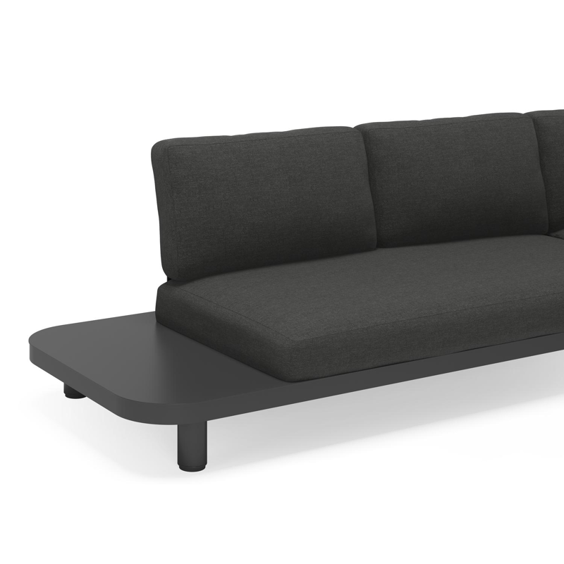 Donato loungehoek in zwart aluminium met all weather sunbrella® luxe Chartres Sooty kussen