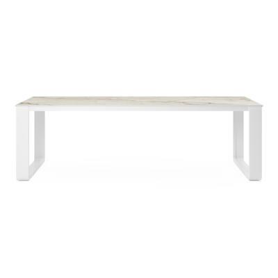 Atessa tuintafel rechthoekig in wit aluminium en volkeramiek colorado dunes - L 240 x B 100 x H 75 cm