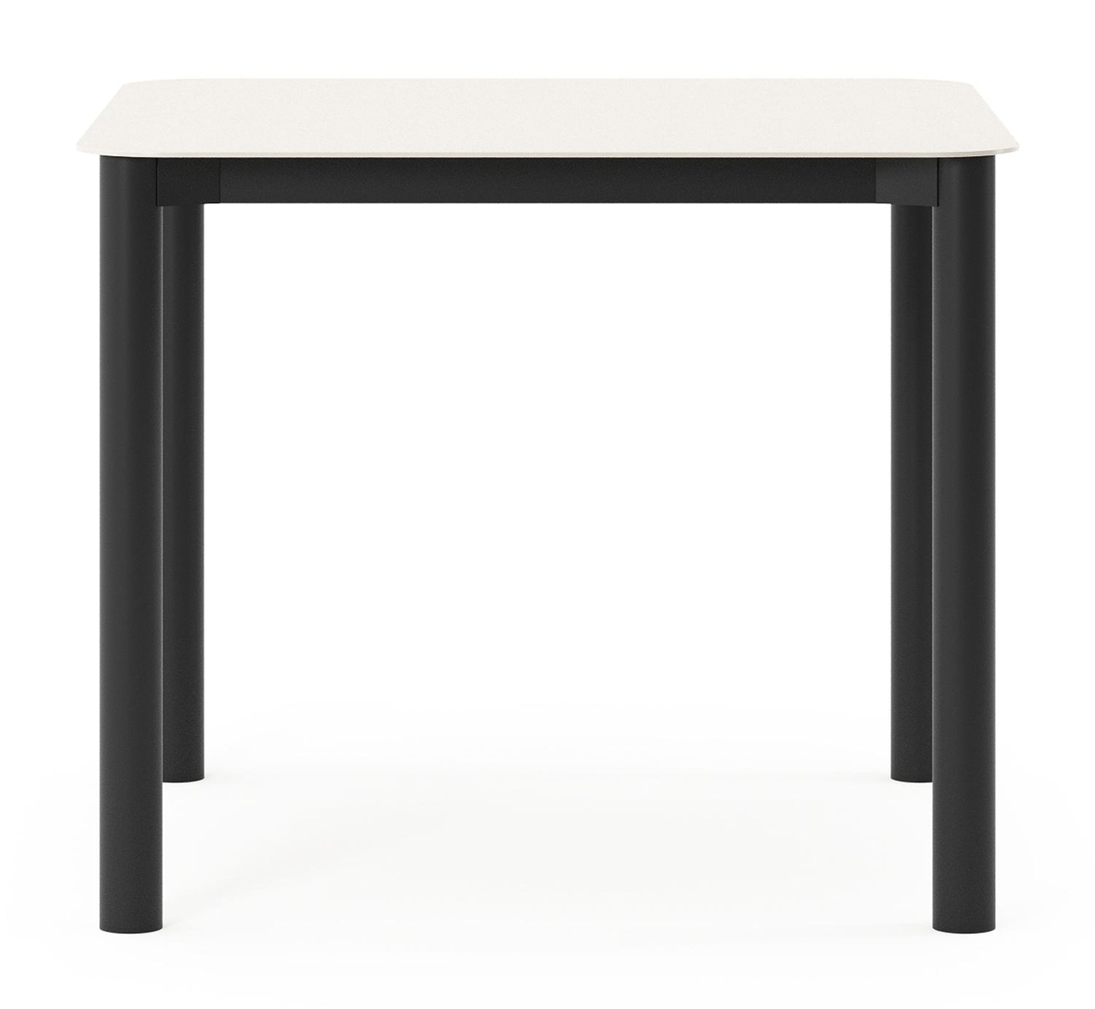 Table de jardin Orso carré arrondi en aluminium noir et céramique pleine beige - Lg. 90 x Lrg. 90 x Haut. 75 cm