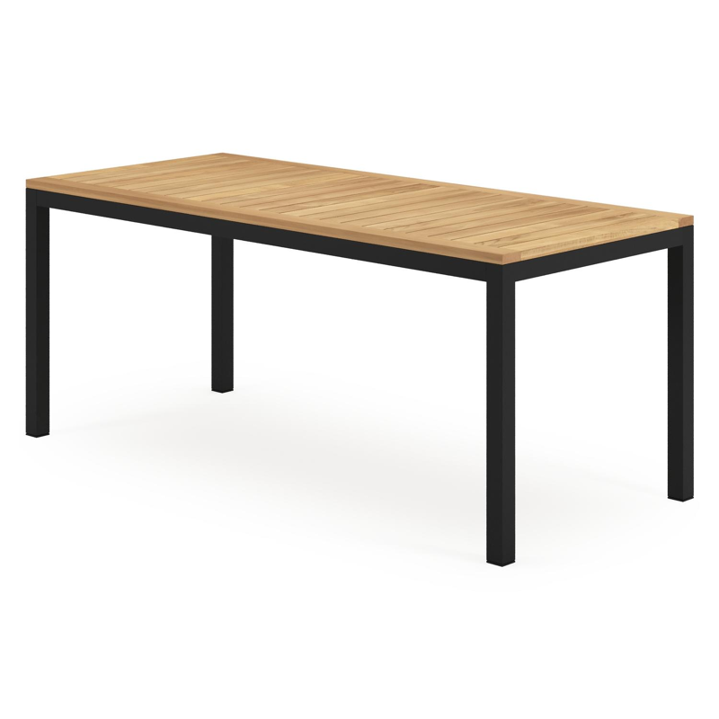 Ensemble de jardin Feltro en aluminium noir et teck avec 6 chaises de jardin Artena