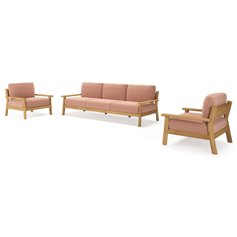 Amaro loungeset in teak met lopi fawn all weather sunbrella® luxe kussen