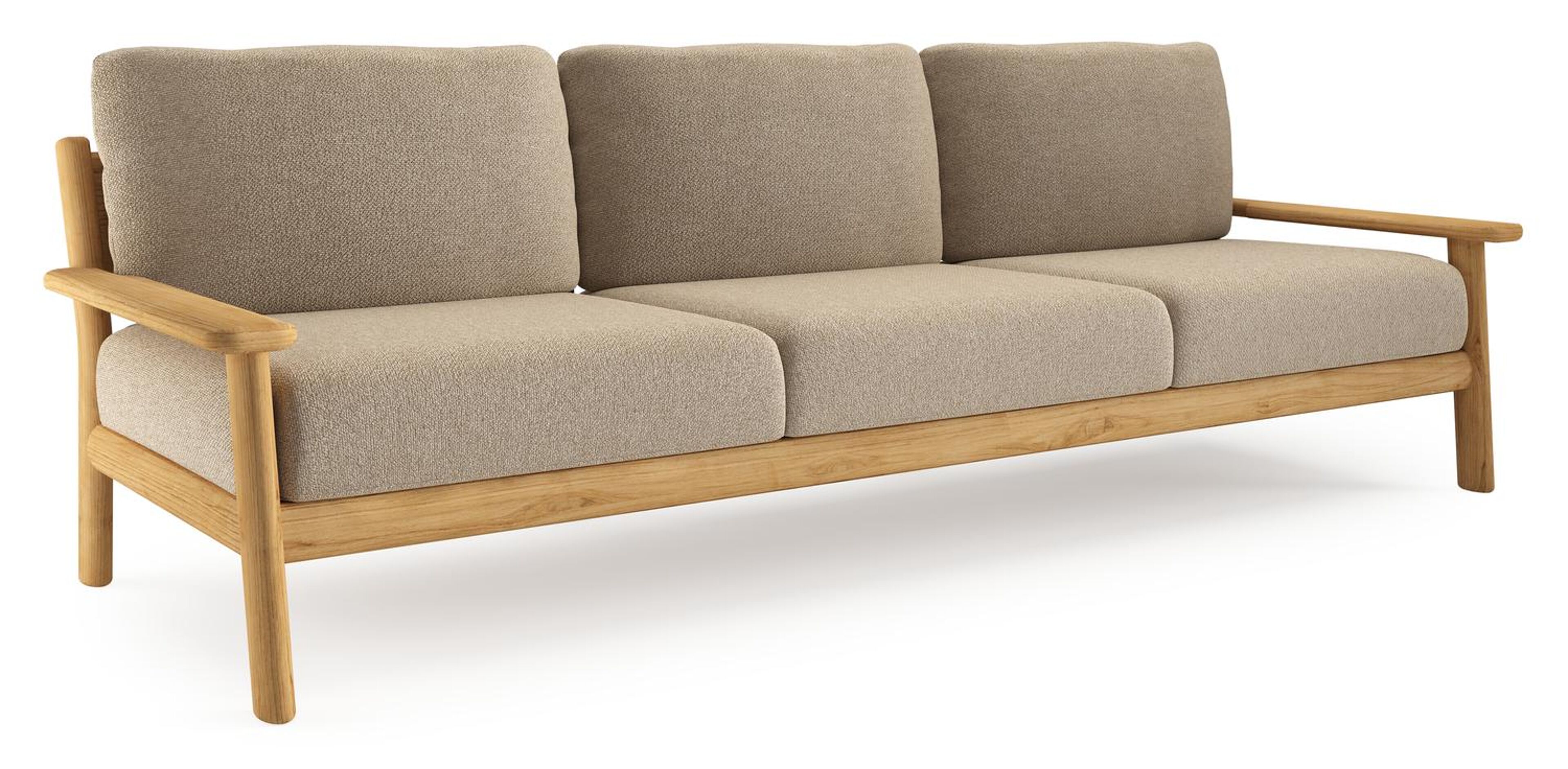 Amaro loungebank in teak met madagascar oak all weather cosytica kussen