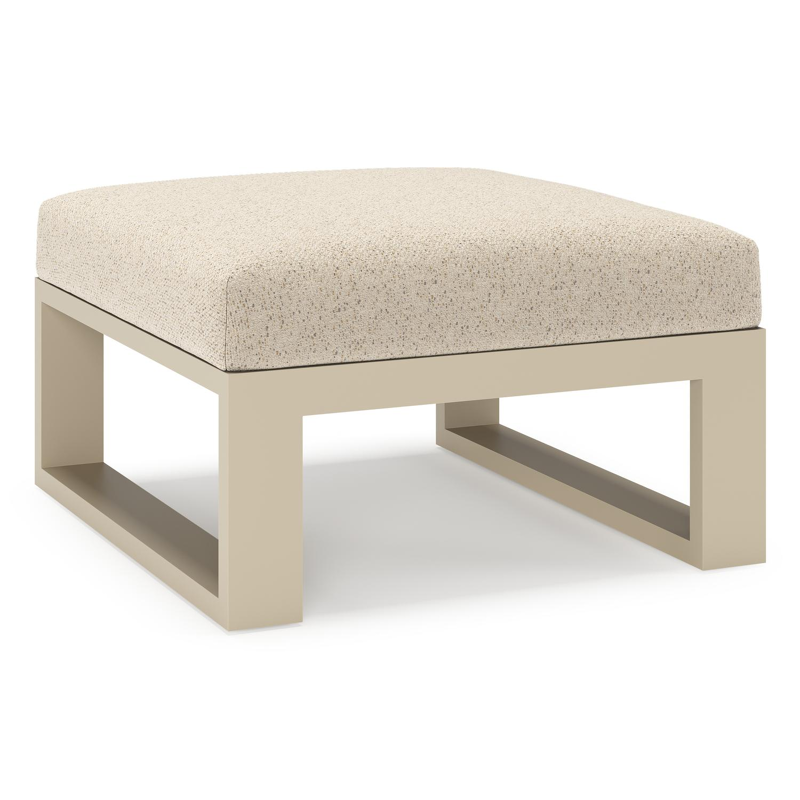 Verato poef in beige aluminium met bora desert all weather cosytica kussen
