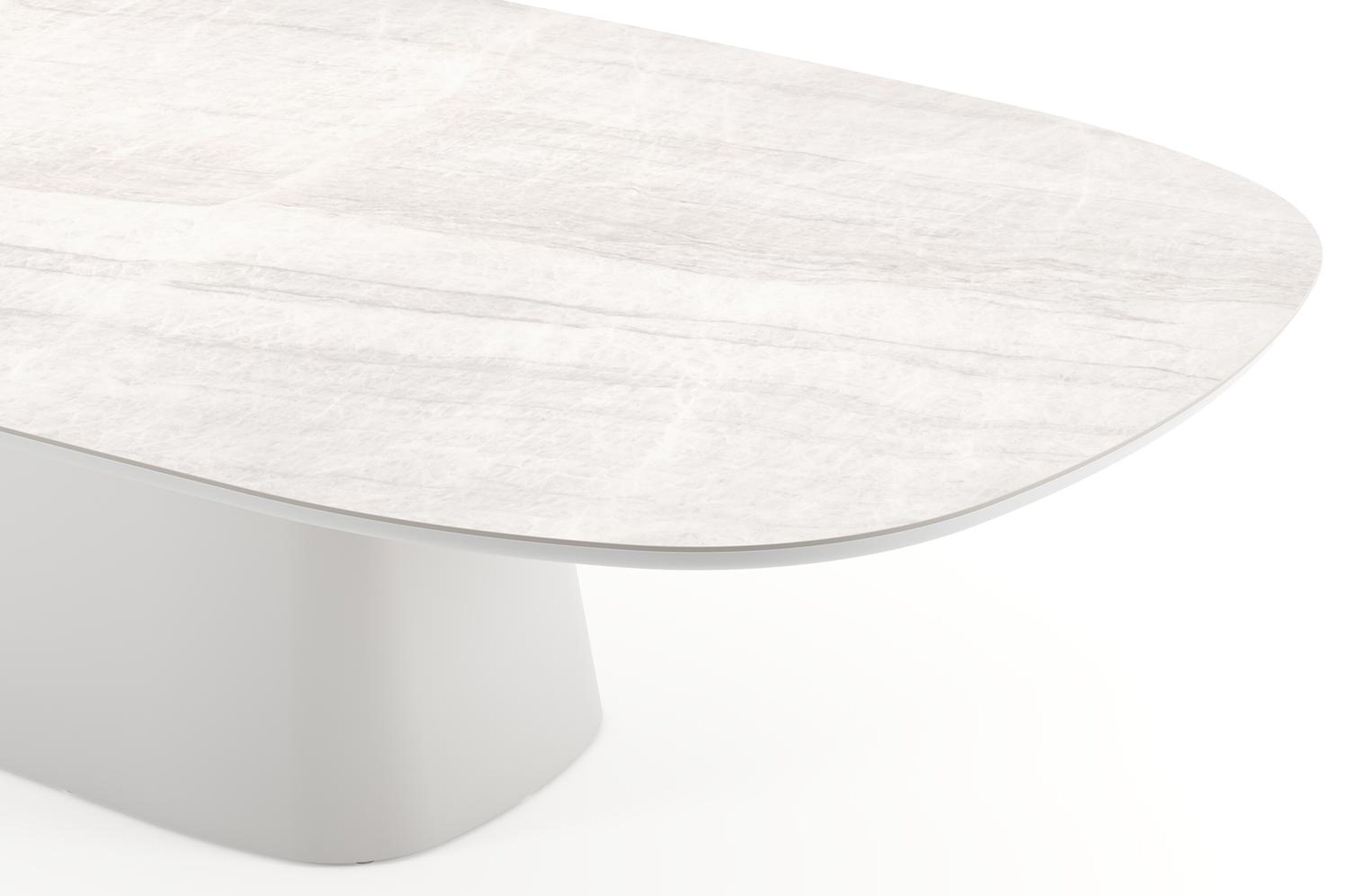Table de jardin Amico bombo xl en aluminium blanc et céramique pleine Taj Mahal - Lg. 320 x Lrg. 148 x Haut. 73.5 cm