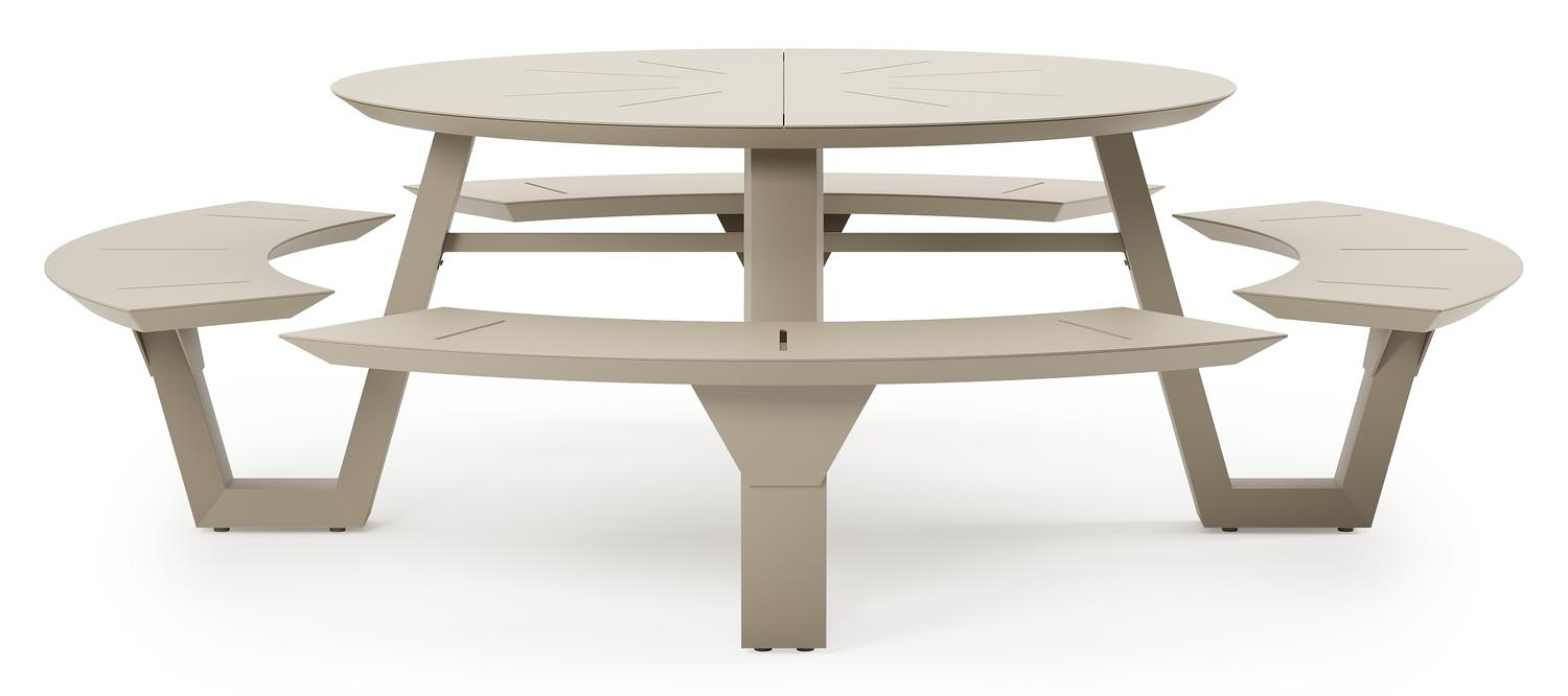 Rondino picknicktafel in beige aluminium - Dia. 236 cm