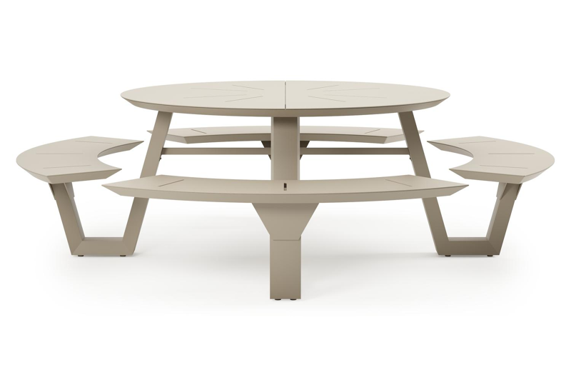 Rondino picknicktafel in beige aluminium - Dia. 236 cm