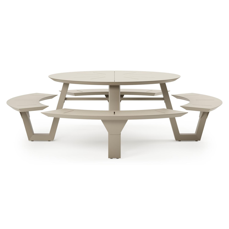 Rondino picknicktafel in beige aluminium - Dia. 236 cm