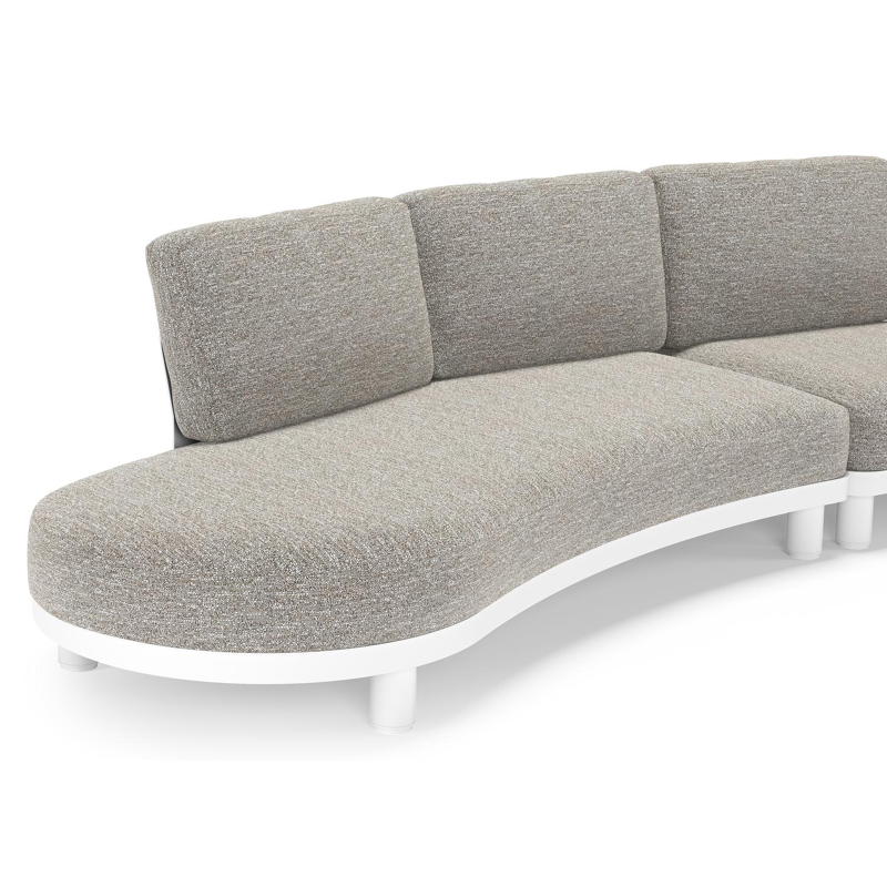 Donato loungebank in wit aluminium met all weather sunbrella® luxe Tundra Pepper kussen