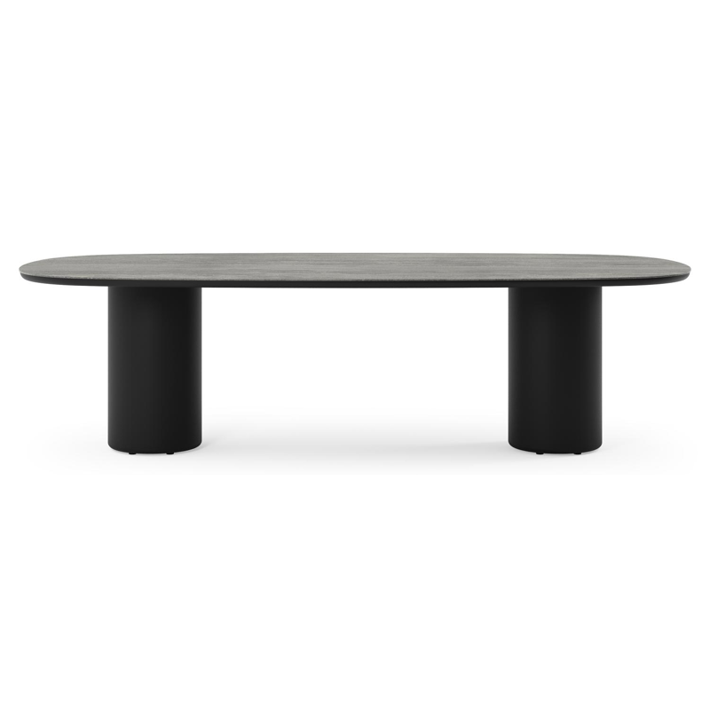 Amico tuintafel bombo in zwart aluminium en volkeramiek Aspen Grey - L 270 x B 125 x H 73.5 cm