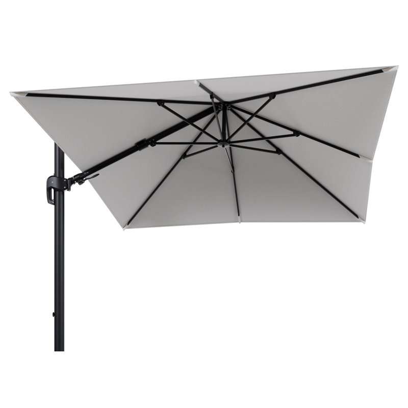 Rufina zweefparasol tiltfunctie in zwart aluminium en parasoldoek in All Weather Solica Soul Optik  - L1 300 x L2 300 cm (zonder voet) (zonder voet)