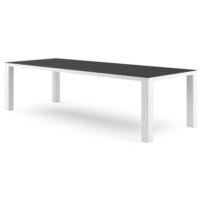 Nano tuintafel in wit aluminium en volkeramiek nero black - L 280 x B 110 x H 75 cm