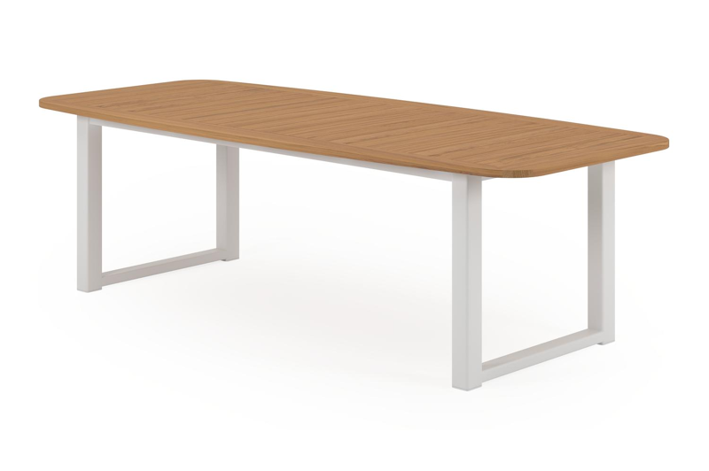 Livo tuintafel in wit aluminium en teak - L 250 x B 110 x H 73 cm