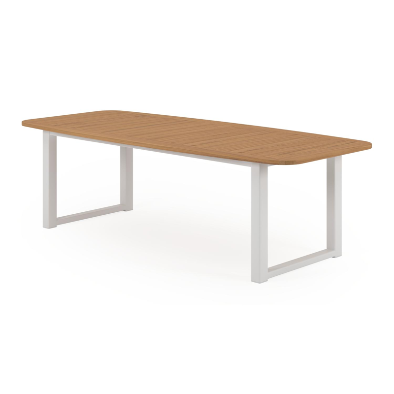 Livo tuintafel in wit aluminium en teak - L 250 x B 110 x H 73 cm