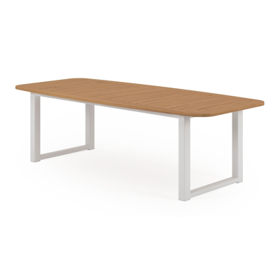 Livo tuintafel in wit aluminium en teak - L 250 x B 110 x H 73 cm
