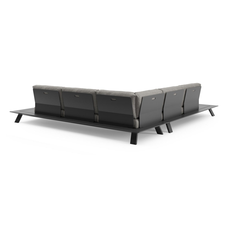 Cesano loungehoek in zwart aluminium met tundra charcoal all weather Sunbrella® luxe kussen