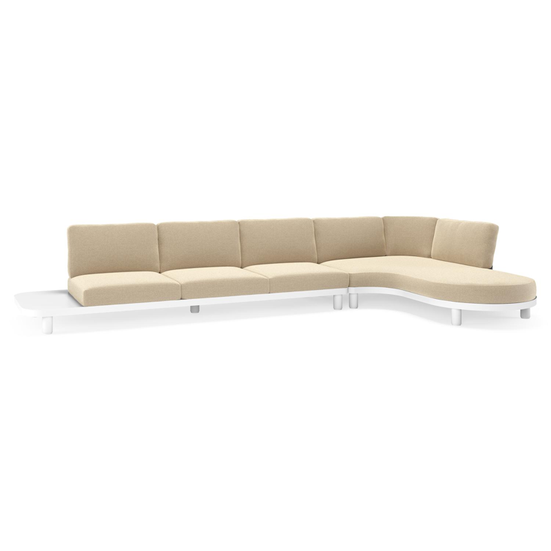 Donato loungehoek in wit aluminium met all weather cosytica Althea Camel kussen