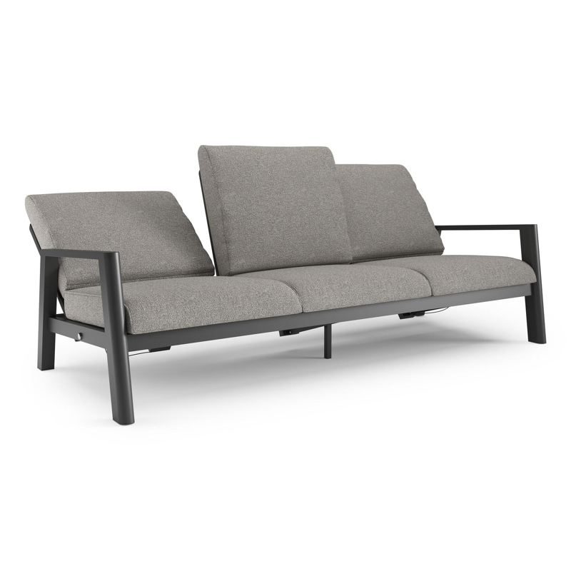 Cirello loungebank in zwart aluminium met tundra charcoal all weather sunbrella® luxe kussen
