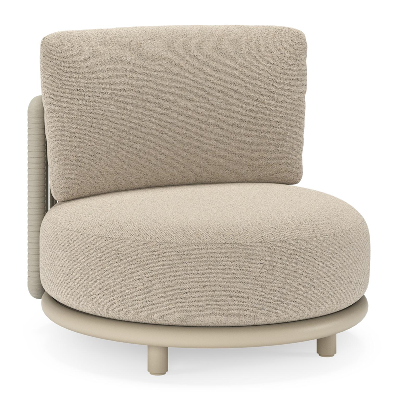 Fauteuil de jardin Lomano en aluminium beige et corde luxe plate tissÃ©e verticalement beige et coussins en all weather cosytica Marbella Beige