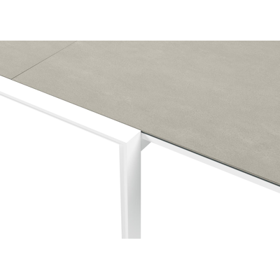 Aspra tuinset met verlengbare tafel in wit aluminium en grijs volkeramiek op glas tafelblad met 10 Rivo tuinstoelen