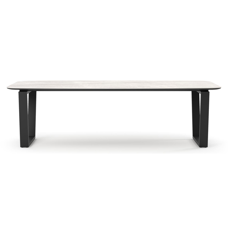 Pagino tuintafel bootvorm in zwart aluminium en volkeramiek Taj Mahal - L 255 x B 115 x H 73 cm